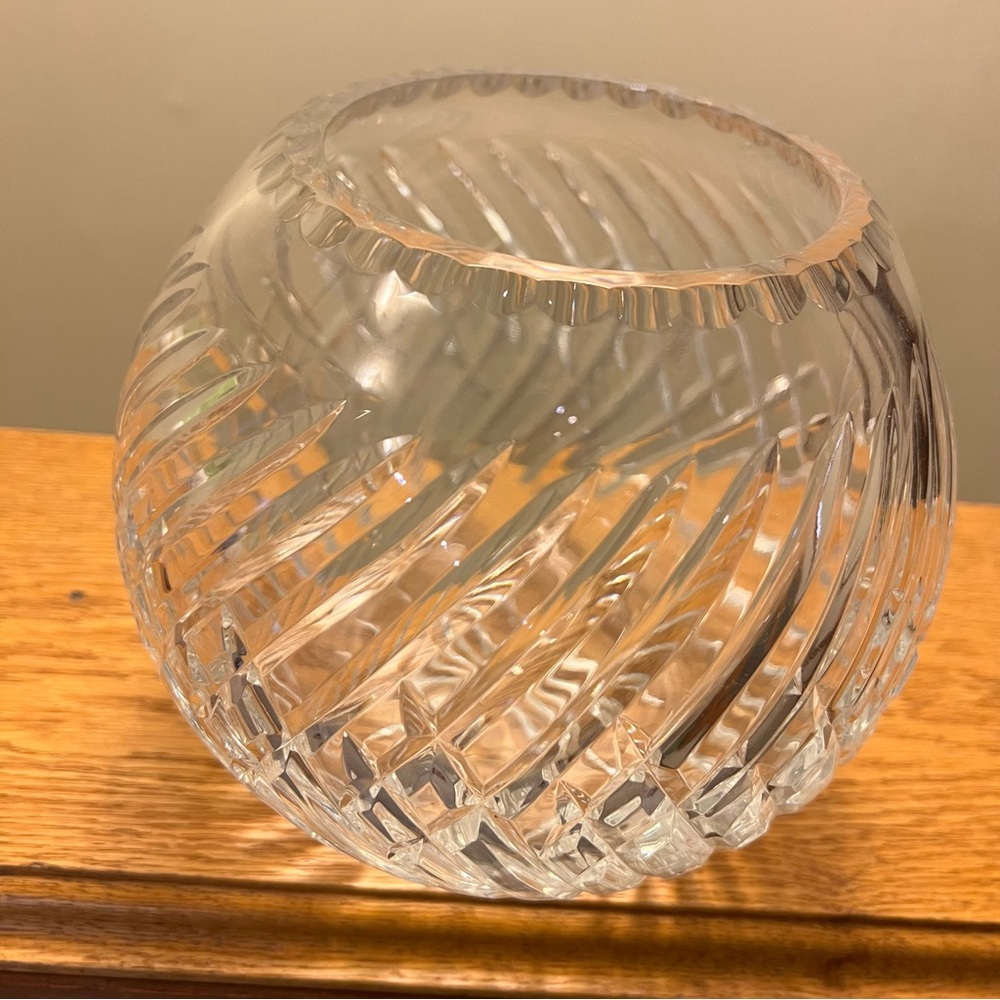 Vintage Mikasa  Leaded Crystal Cut  Large Circular Sphere Vase